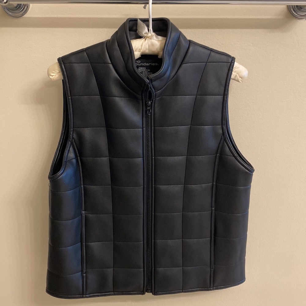 Faux Leather Puffy Vest